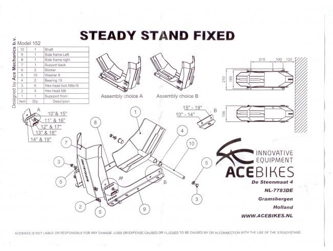 Motorsteun Steadystand Fixed | Afbeelding 3 | AWB Onderdelen